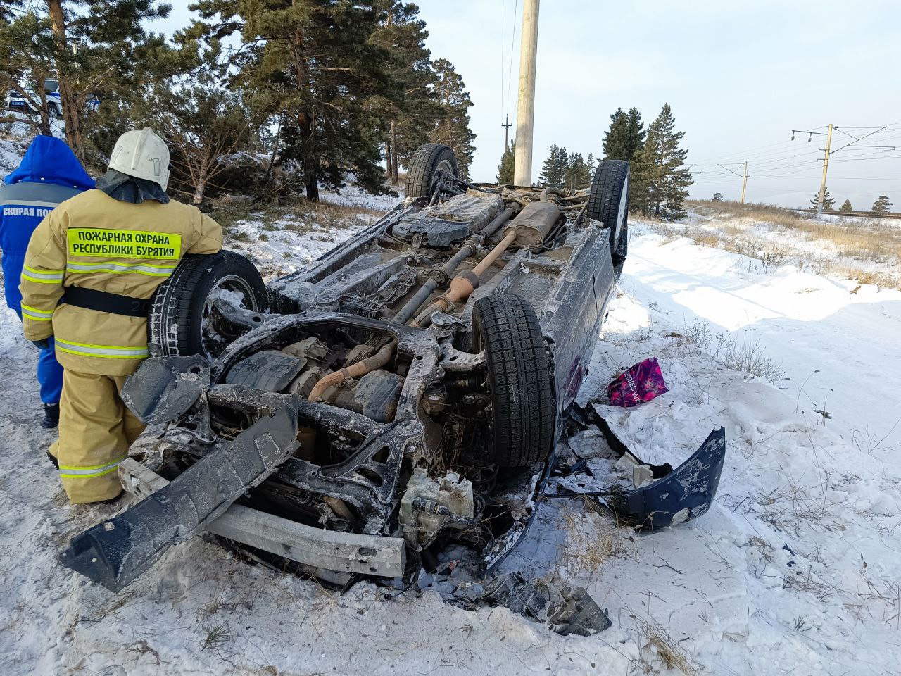 Фото Водитель погиб после опрокидывания автомобиля в районе Бурятии  