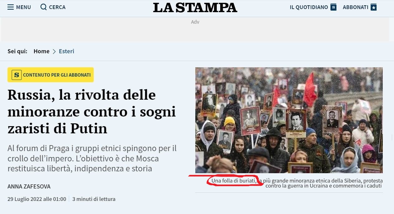 Фото Итальянское издание La Stampa использовало для фэйка фото из Бурятии 