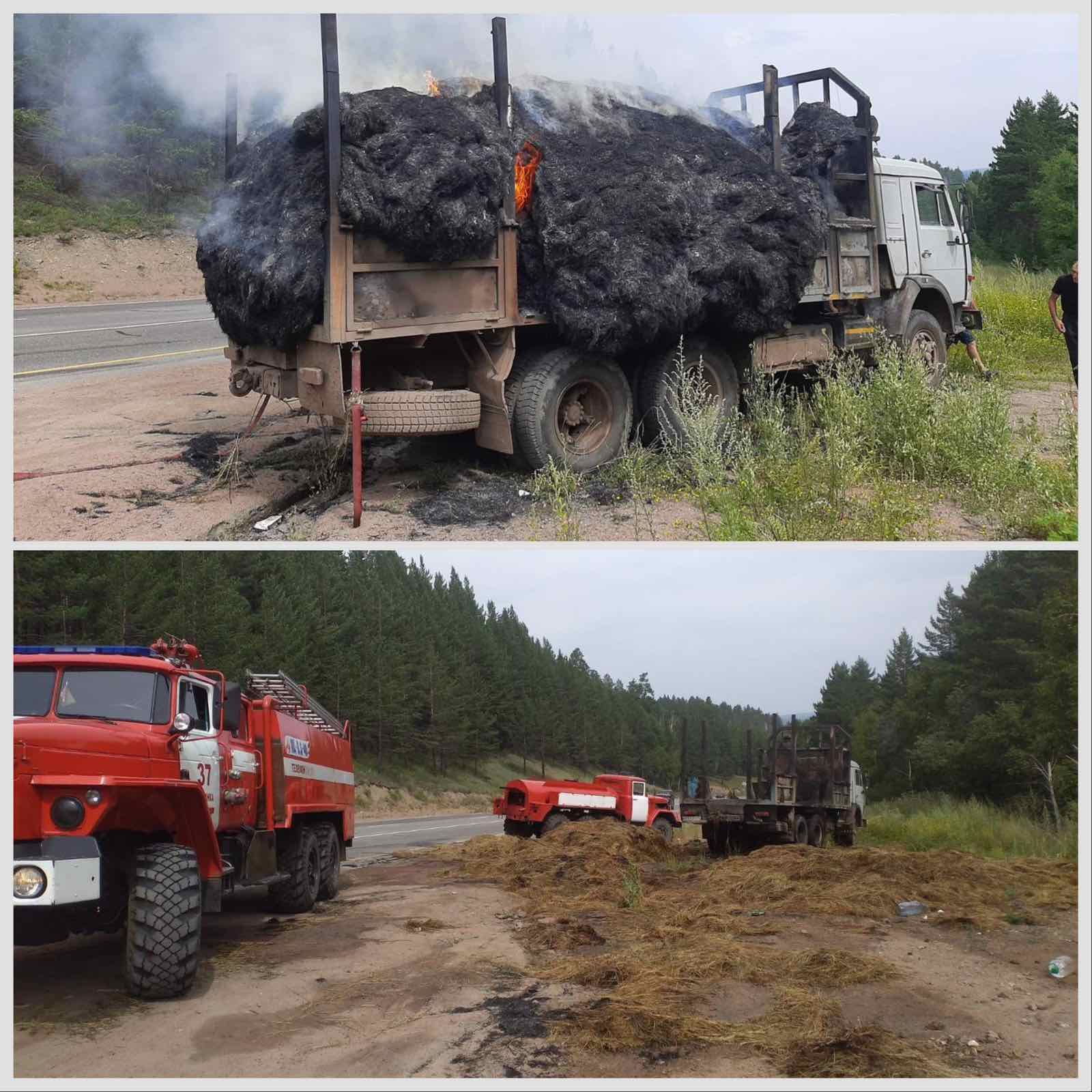 Фото В Бурятии загорелось сено в грузовике